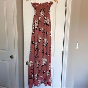 Pink floral maxi dress